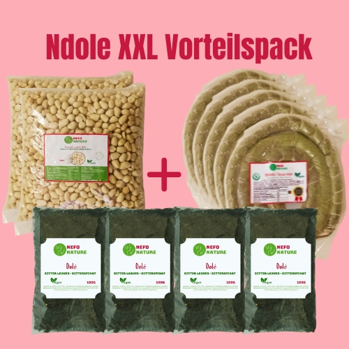 Vorteilspack bobolo arachide ndole und getrocknete ndole blätter