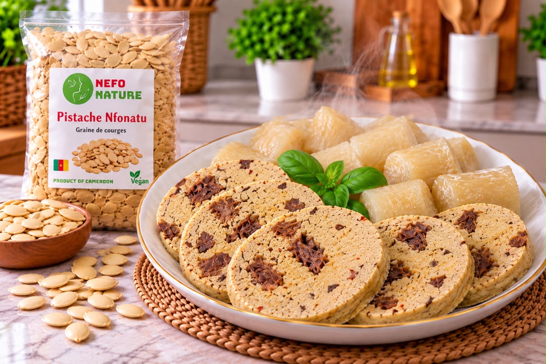 Mets de pistache en tranches servi avec du bobolo