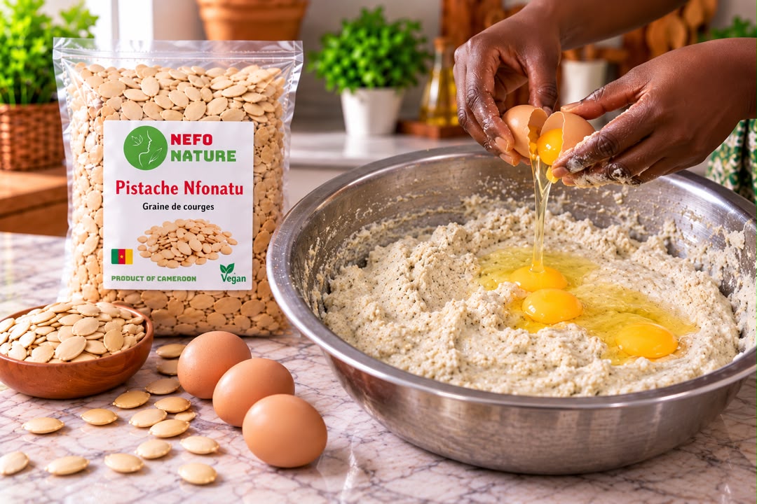 Œufs crus cassés dans la pâte de pistache
