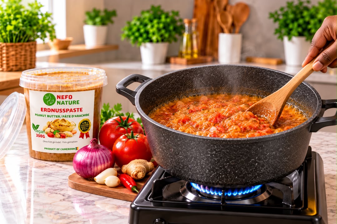 Sauce tomate allongée d'eau et remuée à la cuillère en bois