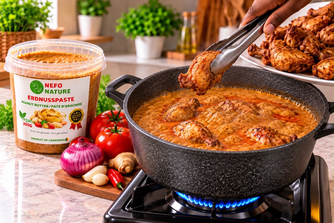 Morceaux de poulet remis dans la sauce d'arachide